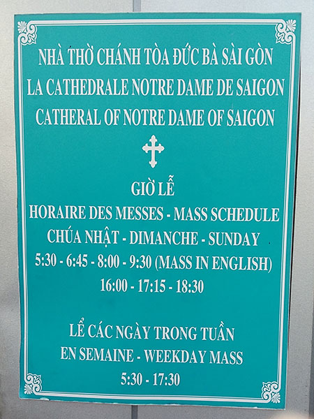 horaires messes cathédrale saigon